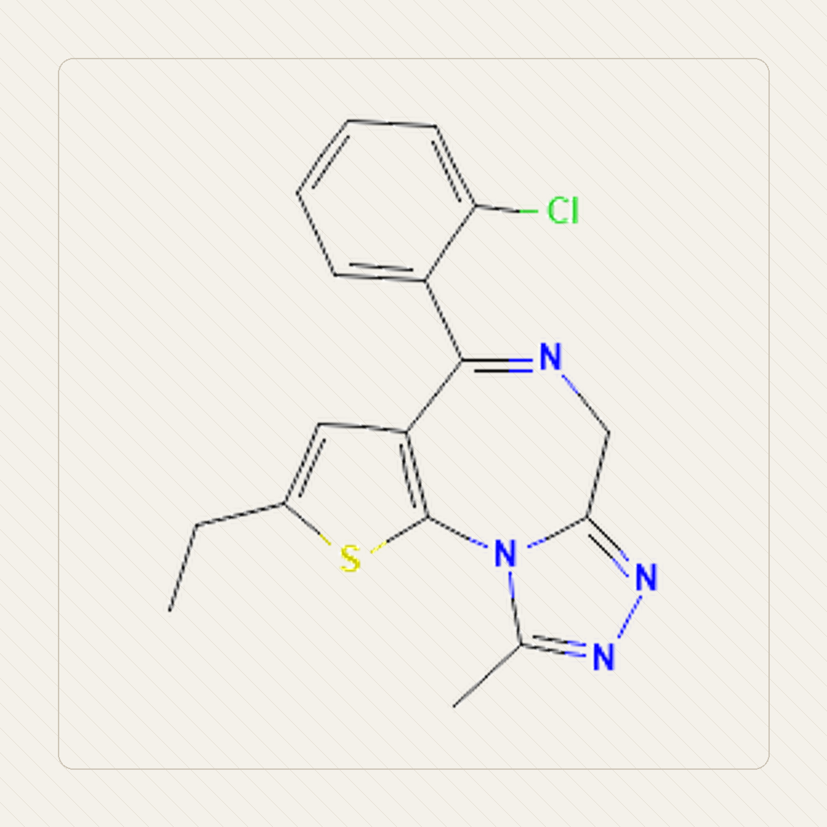 Etizolam, איור חינוכי של המבנה המולקולרי