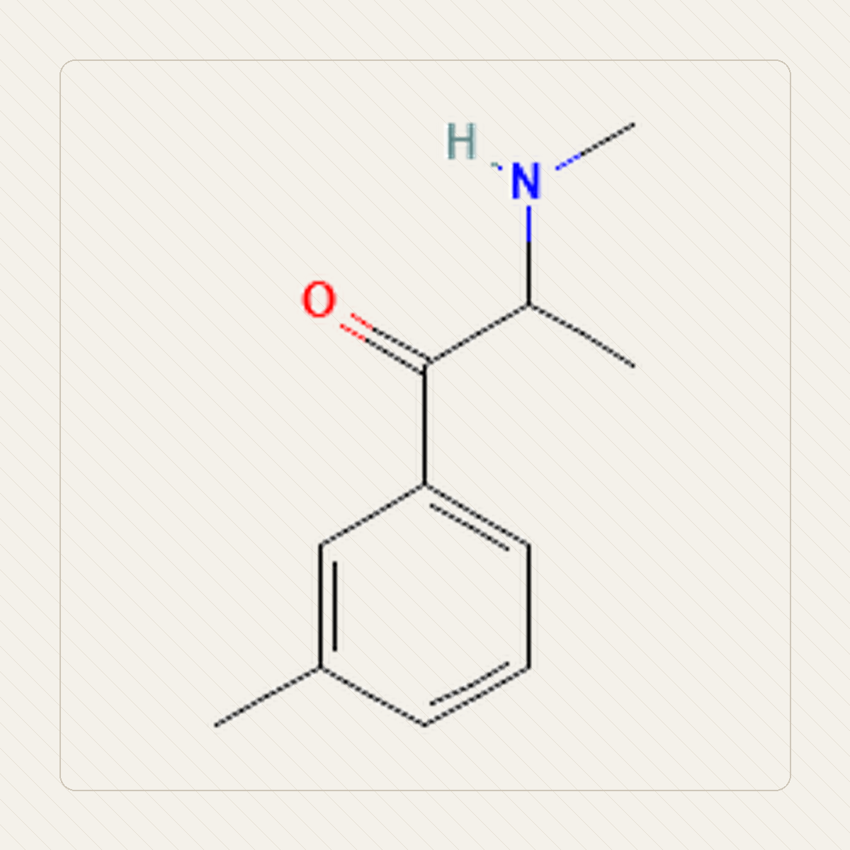 3-MMC 3-metylometkatynon, איור חינוכי של המבנה המולקולרי