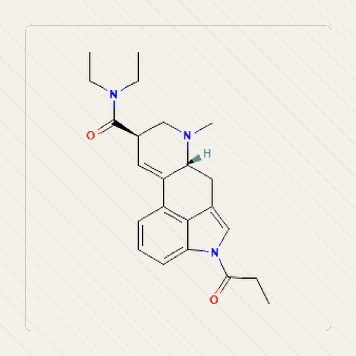 1P-LSD 1-propionylo-LSD, איור חינוכי של המבנה המולקולרי