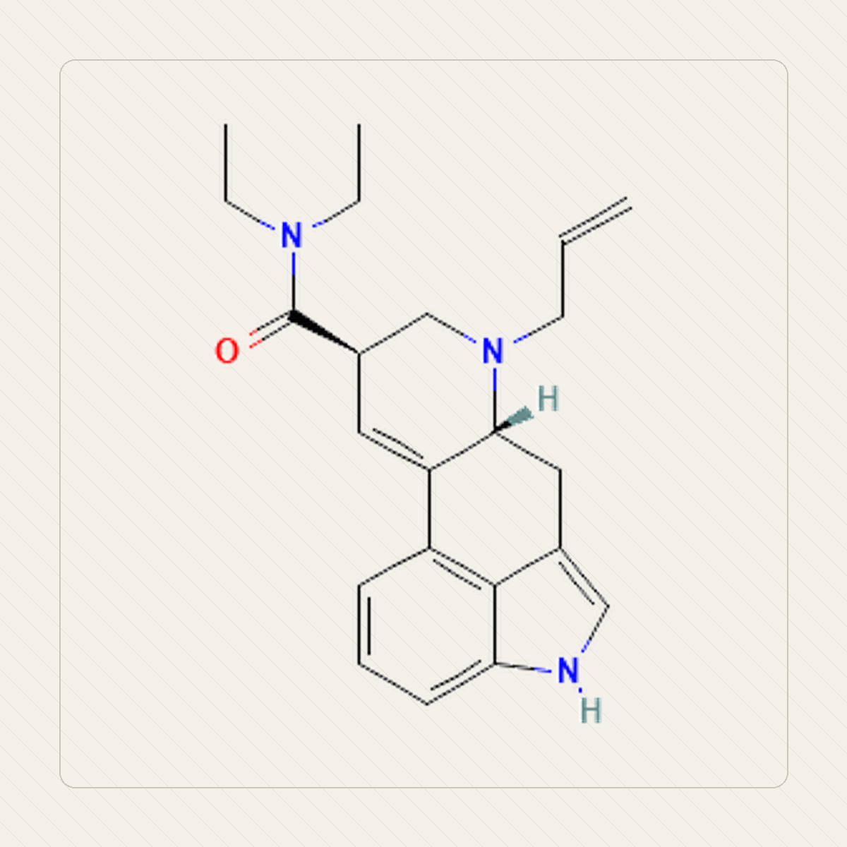 AL-LAD 6-allilo-6-nor-LSD, איור חינוכי של המבנה המולקולרי