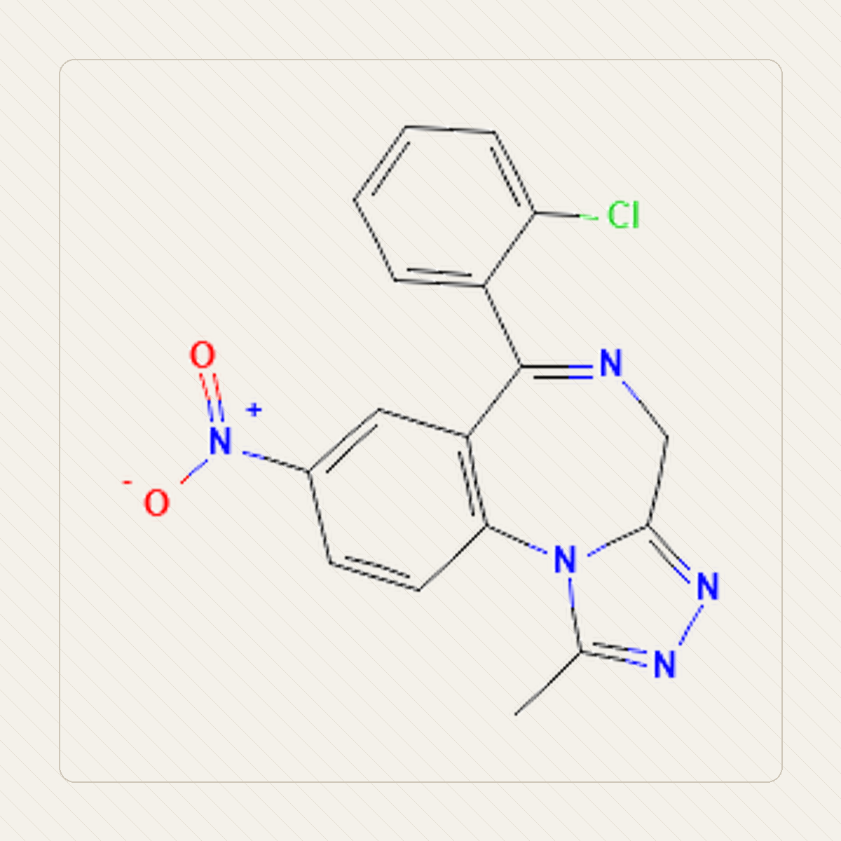 Klonazolam, איור חינוכי של המבנה המולקולרי