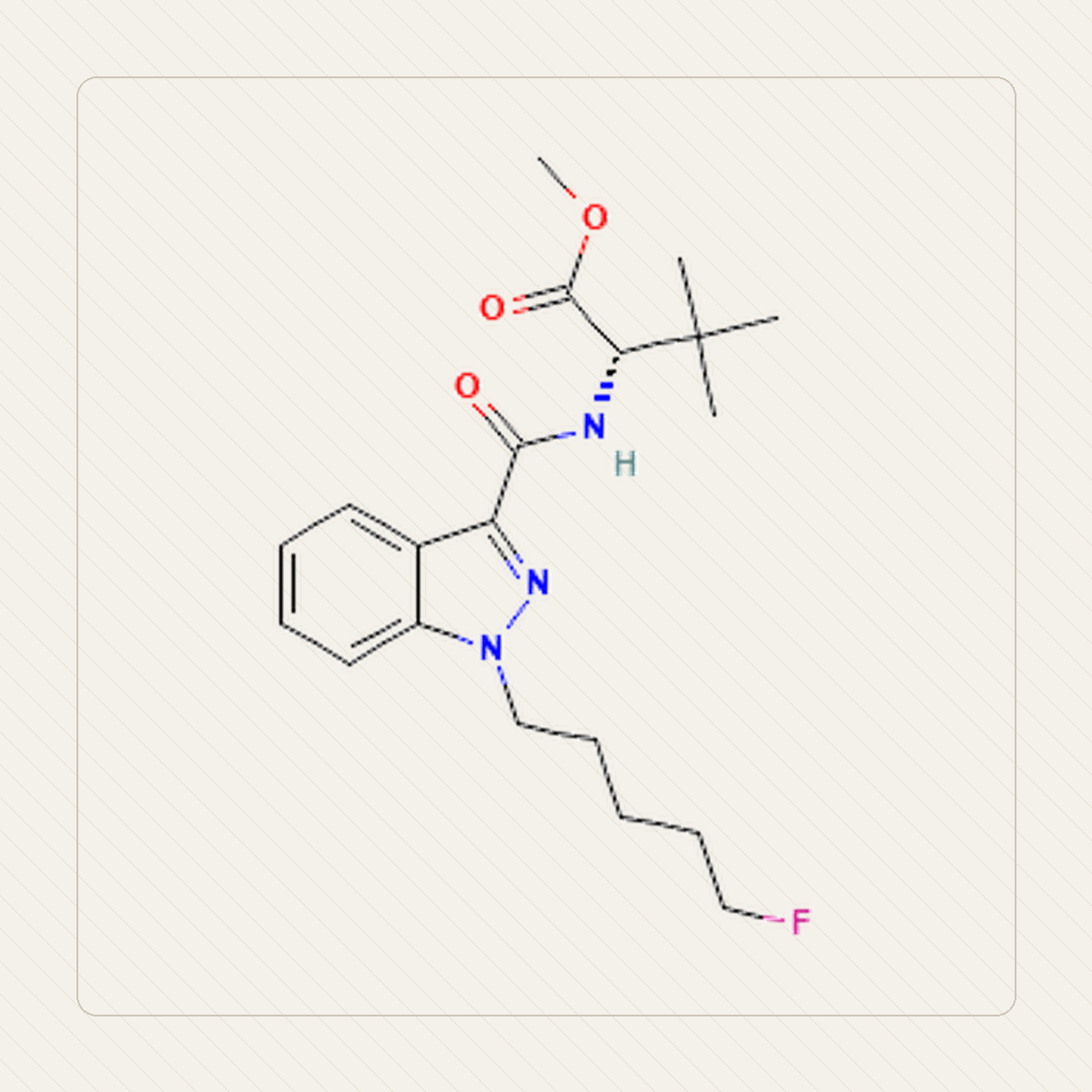 5F-MDMB-PINACA 5F-ADB, איור חינוכי של המבנה המולקולרי