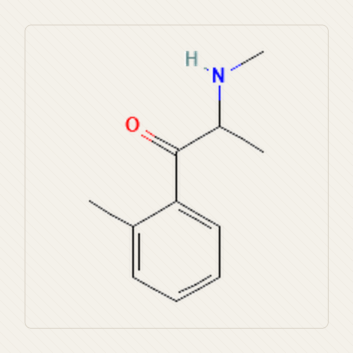 2-MMC 2-metylometkatynon, איור חינוכי של המבנה המולקולרי