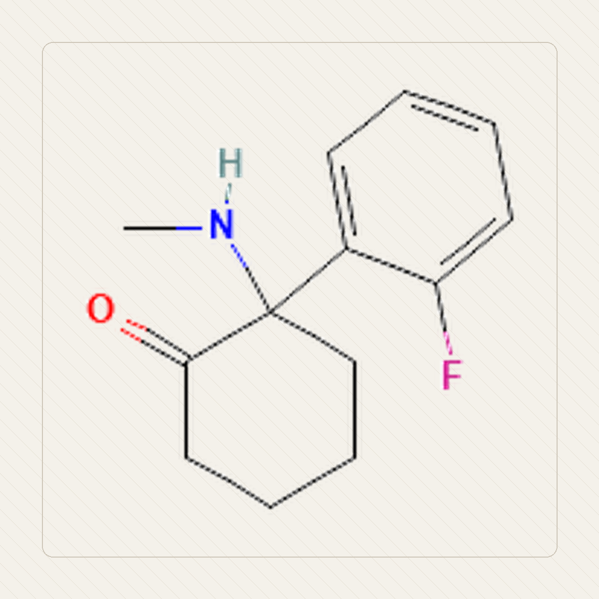 2-FDCK 2-fluorodeschloroketamina, איור חינוכי של המבנה המולקולרי