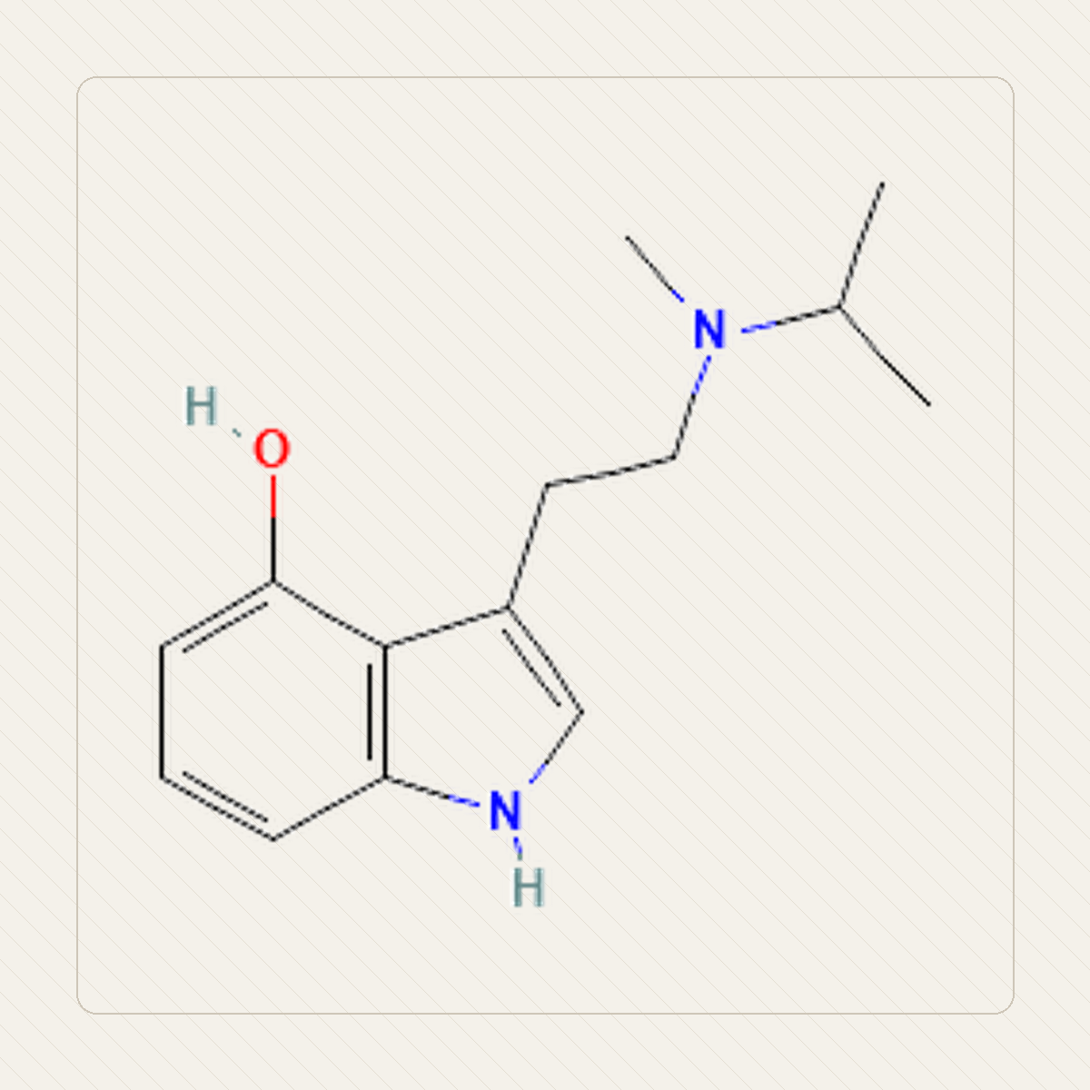 4-HO-MiPT 4-hydroksy-MiPT, איור חינוכי של המבנה המולקולרי